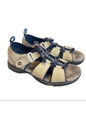 Foot Joy Green Joy Women’s Tan Beige Size 9 Hook and Loop Golfing Sandals Cleat